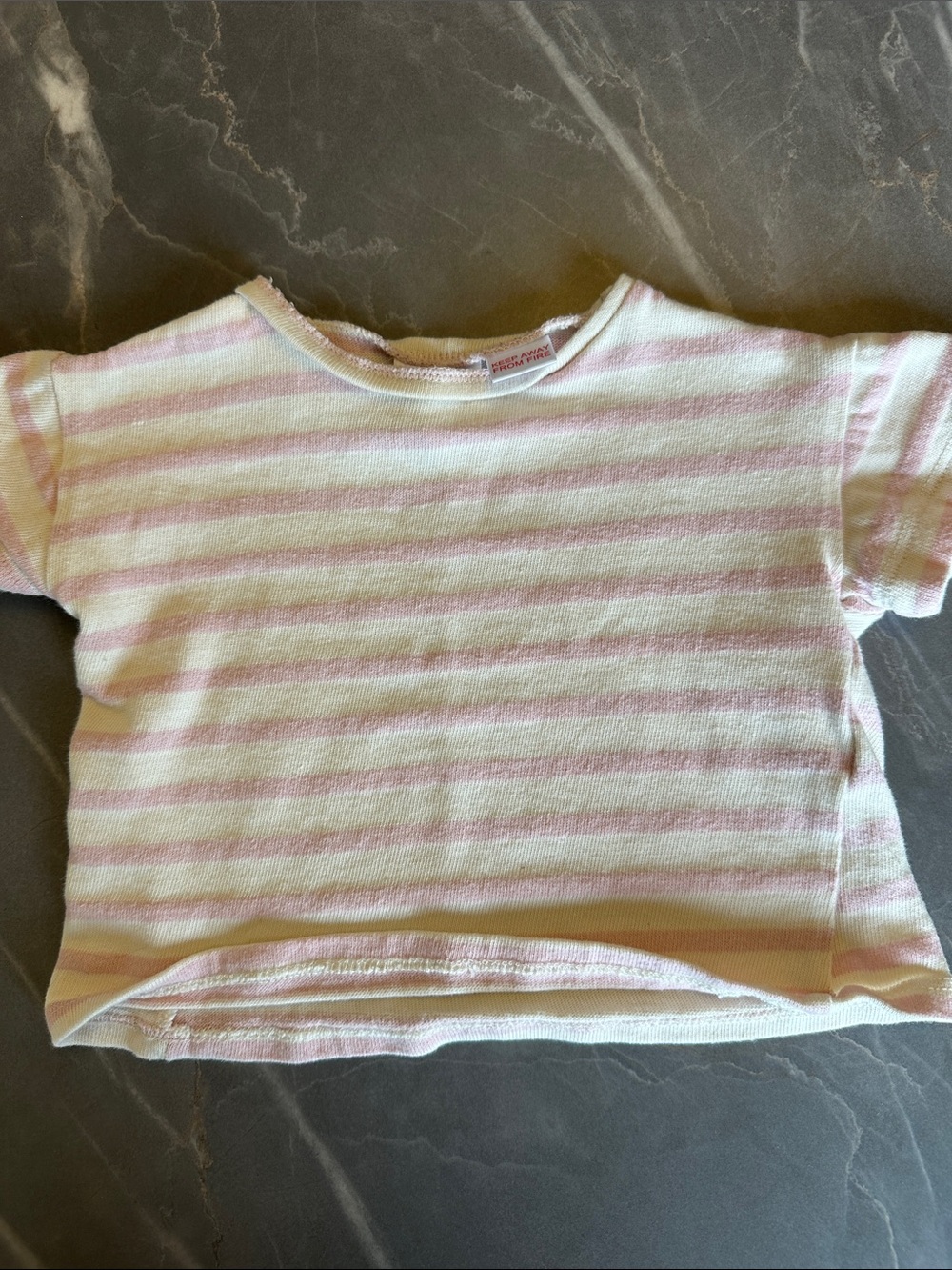 Zara Pink & White Striped Short Sleeve Tee